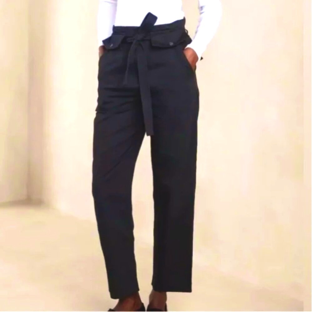 NEW Banana Republic BR Utility Tie Waist Cotton Pants High Rise 2024 Sz 14